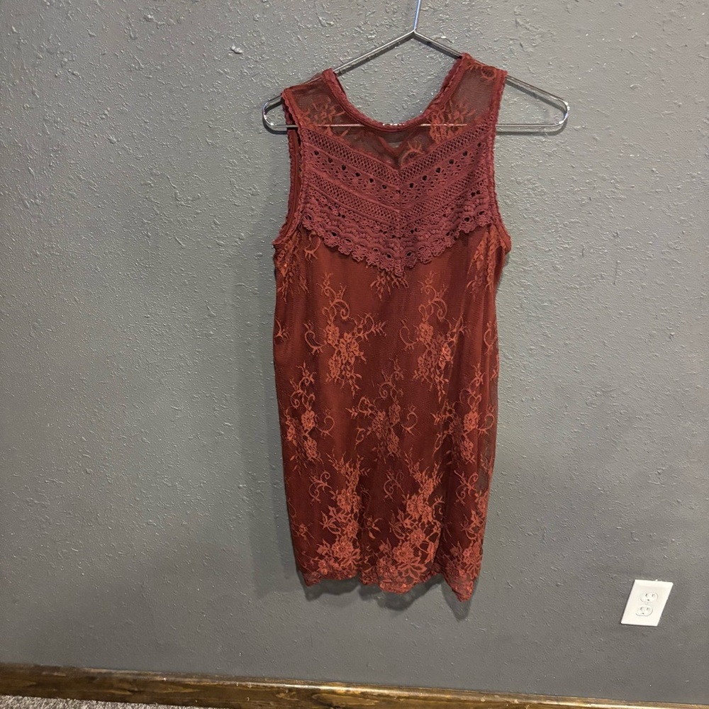 Maurice’s Sleeveless Lace Shift Dress in Rust